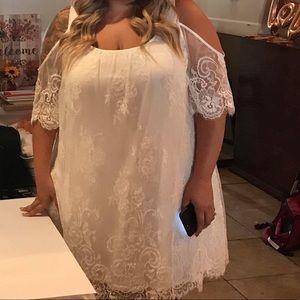 Torrid White Lace Cold Shoulder Trapeze Dress